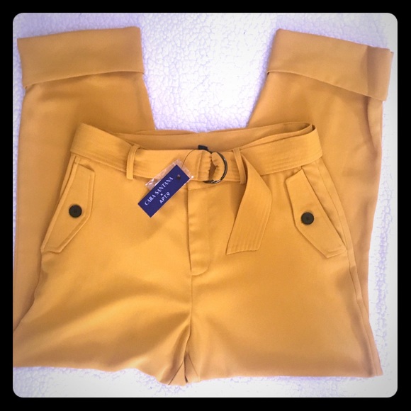 BOHO Style CARA & SANTANA (Apt.9) Mustard CAPRI PANTS Loosely Fit Size 10 - Picture 6 of 13
